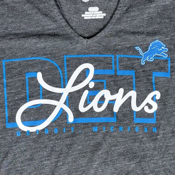 NFL Women's Heather Grey Detroit Lions Football Split Neck Short Sleeve Tee - M - Picture 2 of 7